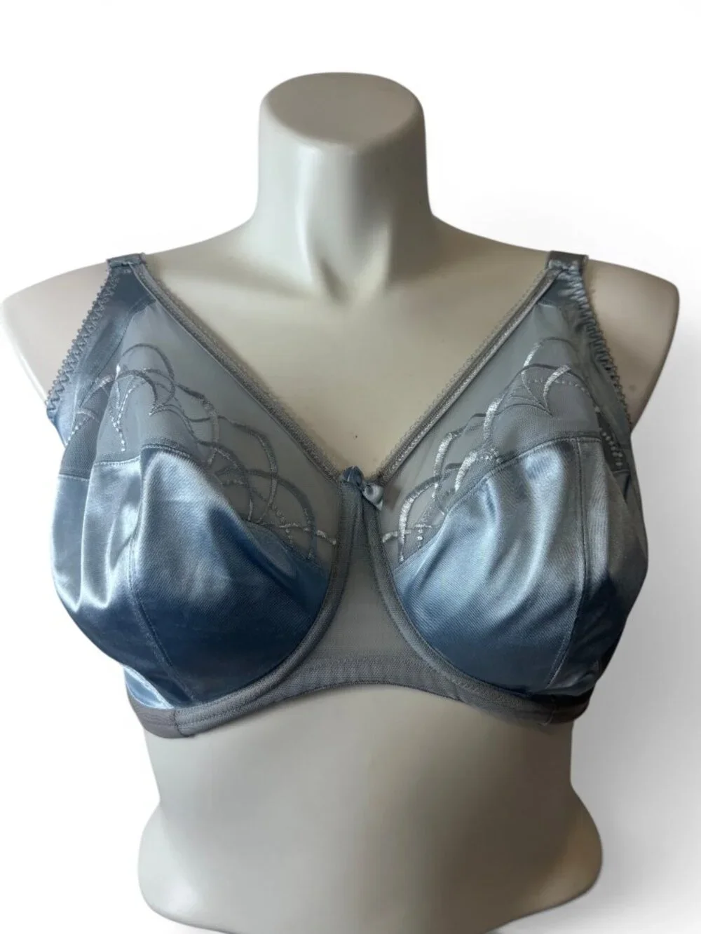 Elomi Underwire Full Coverage Embroidered Bra Blue Gray US 34L UK 34HH